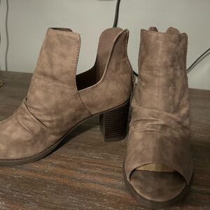 Cato Brown Ankle Booties with Peep-Toe Design